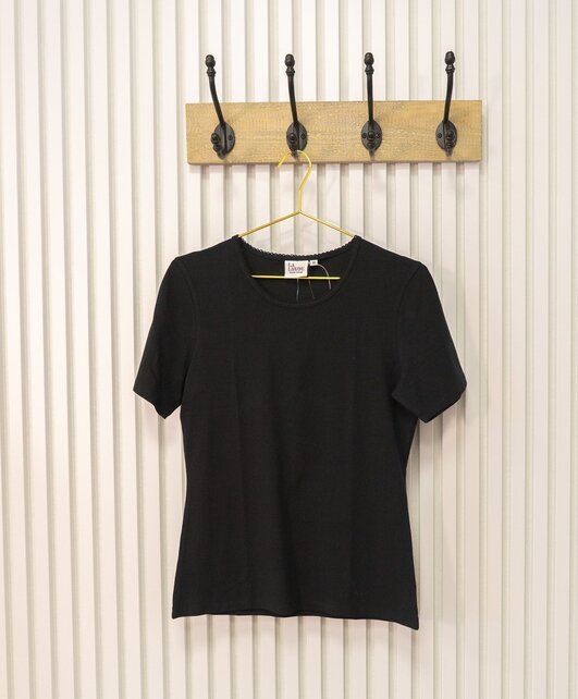 Dames shirt Suus picotrandje korte mouw - zwart