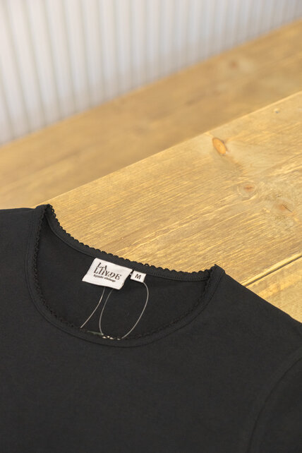 Dames shirt Suus picotrandje korte mouw - zwart