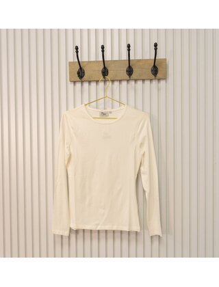 Dames shirt Suus picotrandje lange mouw - offwhite