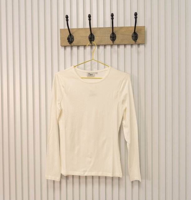 Dames shirt Suus picotrandje lange mouw - offwhite