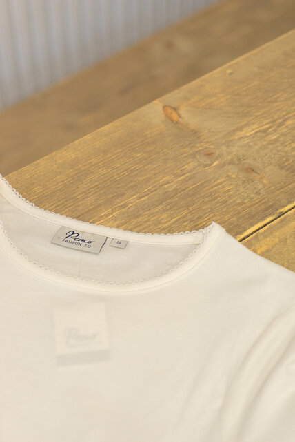 Dames shirt Suus picotrandje lange mouw - offwhite