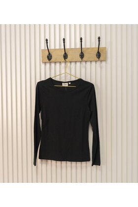 Dames shirt Suus picotrandje lange mouw - zwart