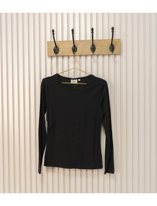 Dames shirt Suus picotrandje lange mouw - zwart