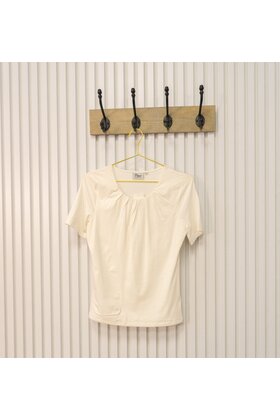 Dames shirt Lizet plooitjes korte mouw - offwhite