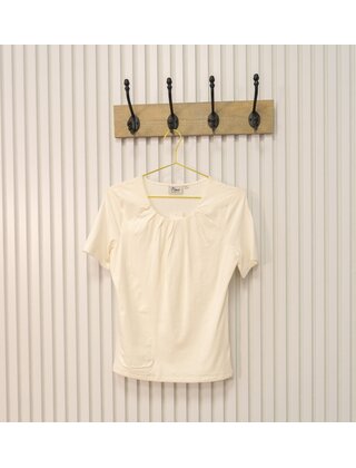 Dames shirt Lizet plooitjes korte mouw - offwhite