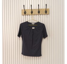 Dames shirt Lizet plooitjes korte mouw - marine