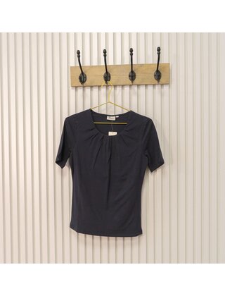 Dames shirt Lizet plooitjes korte mouw - marine