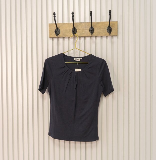 Dames shirt Lizet plooitjes korte mouw - marine