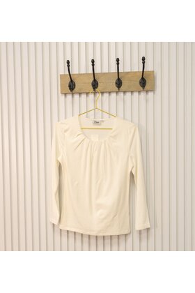 Dames shirt Lizet plooitjes lange mouw - offwhite
