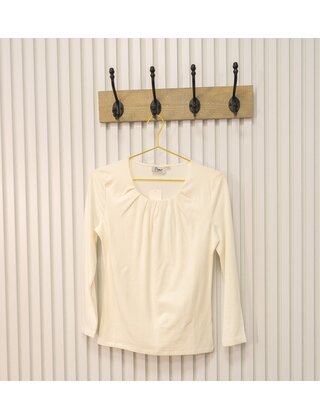 Dames shirt Lizet plooitjes lange mouw - offwhite