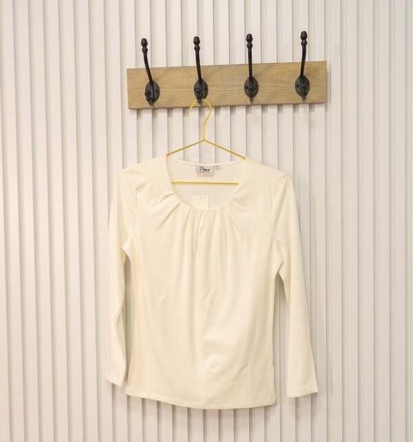 Dames shirt Lizet plooitjes lange mouw - offwhite