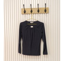 Dames shirt Lizet plooitjes lange mouw - marine