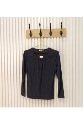 Dames shirt Lizet plooitjes lange mouw - marine