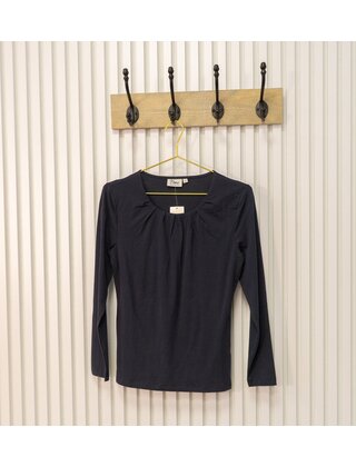 Dames shirt Lizet plooitjes lange mouw - marine