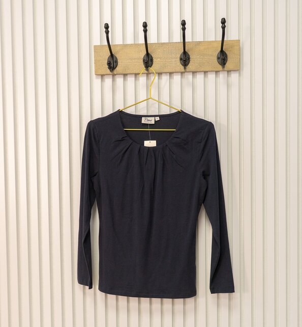 Dames shirt Lizet plooitjes lange mouw - marine