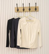 Dames shirt Lizet plooitjes lange mouw - zwart