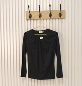 Dames shirt Lizet plooitjes lange mouw - zwart