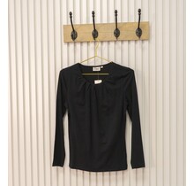 Dames shirt Lizet plooitjes lange mouw - zwart