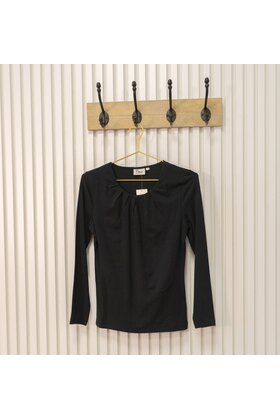 Dames shirt Lizet plooitjes lange mouw - zwart