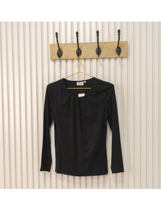 Dames shirt Lizet plooitjes lange mouw - zwart