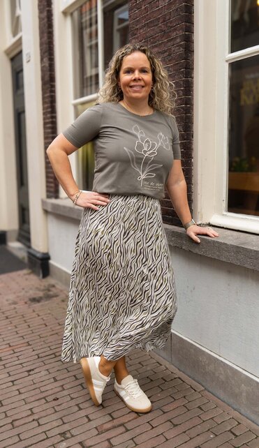 Rok Ingeborg - print olijfgroen