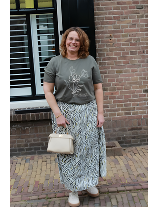 Rok Ingeborg - print olijfgroen