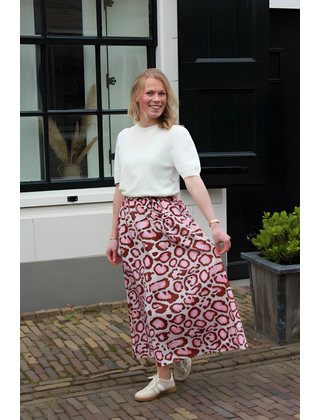 Rok Chantal - print bruin/roze