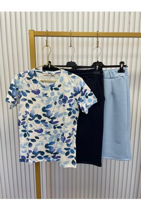 Shirt Coby - bladprint blauw