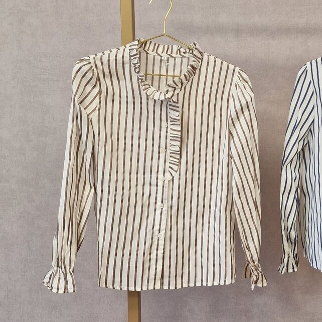 Blouse Esmee - bruin/offwhite
