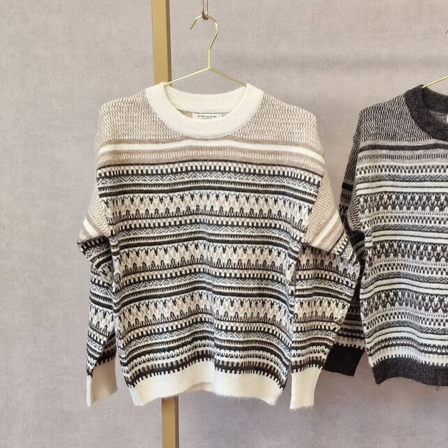 Trui Nora - patroon offwhite