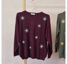Trui Livia - bloemen bordeaux