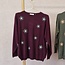 Trui Livia - bloemen bordeaux