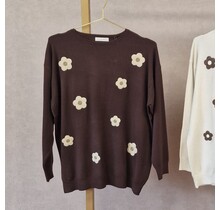 Trui Livia - bloemen bruin