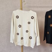 Trui Livia - bloemen beige