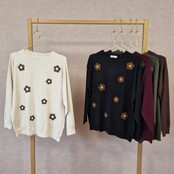 Trui Livia - bloemen beige
