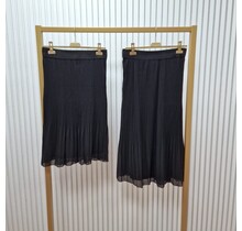 Rok plissé lang model - zwart