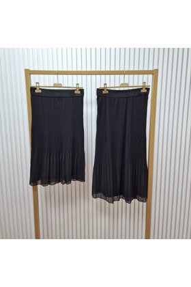 Rok plissé lang model - zwart