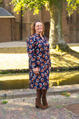 Jurk Marloes - marine/cognac