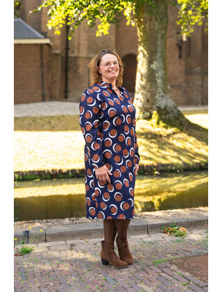 Jurk Marloes - marine/cognac