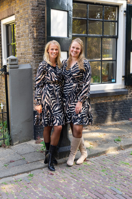 Jurk Jessica - dessin zwart/bruin