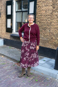 Rok plissé kort model - bloem bordeaux