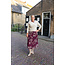Rok plissé kort model - bloem bordeaux
