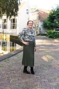 Rok plissé kort model - olijfgroen