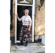 Rok plissé kort model - bloem zwart/taupe