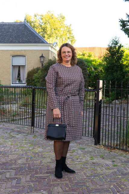Jurk Amelia - print zwart/wit/cognac