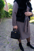 Jurk Amelia - print zwart/wit/cognac