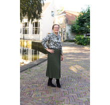 Rok plissé lang model - olijfgroen