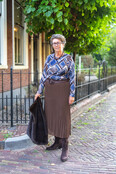 Rok plissé lang model - bruin