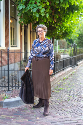 Rok plissé lang model - bruin