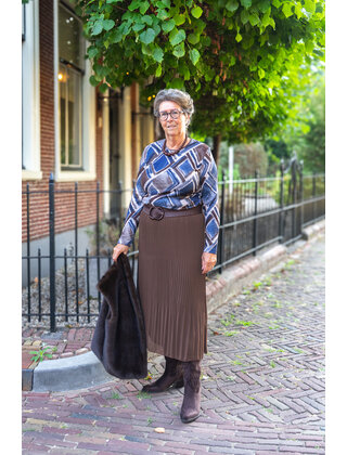 Rok plissé lang model - bruin